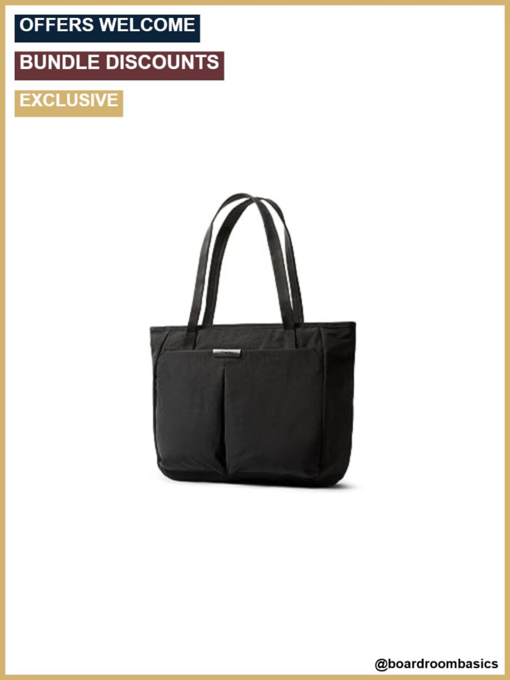 Recycled Fabric Tote Bag Fits 16-Inch Laptop 15L Water Resistant Zip Closure